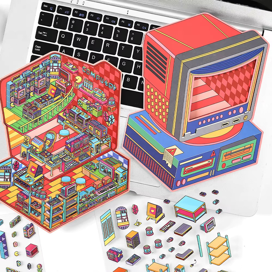 Kawaii 3D DIY Landschaft Aufkleber Set Energie Nachschub Station Szene Kabine in Multicolor - Bild 3