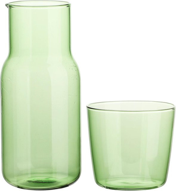 Glaskrug und Trinkbecher Set von Painter in Transparent und Grün, Glaskrug 520 ml und 2 Becher 280 ml - Bild 1