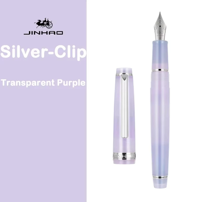 JINHAO 82 Füllfederhalter mit Acrylschaft und Goldbesatz in Pink mit silbernem Clip - Bild 3