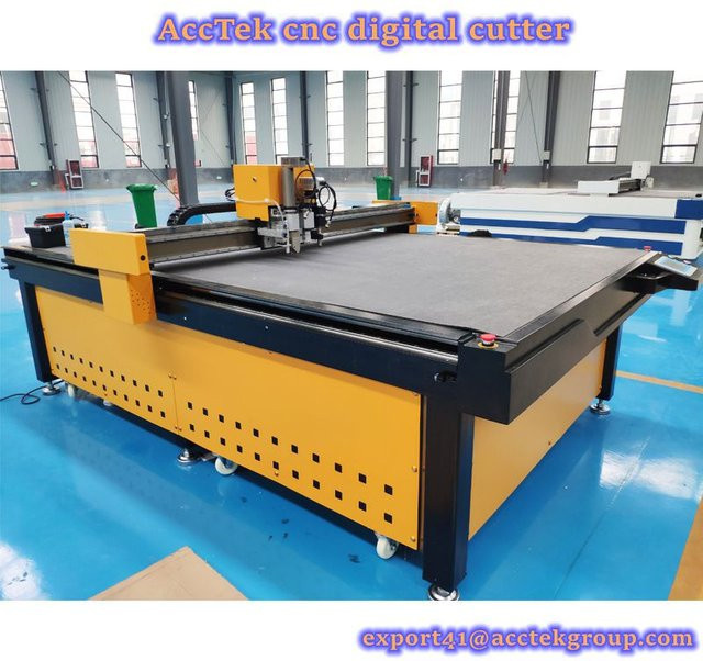 Automatische CNC Stoffschneidemaschine ACCTEK AKZ1625 mit kreisförmigem Messerschneider in Gelb - Bild 1