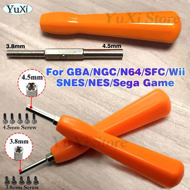 YuXi 2-in-1 Sicherheits-Schraubendreher Gamebit für NES SNES N64 GameBoy SFC NGC Wii in Orange - Bild 1