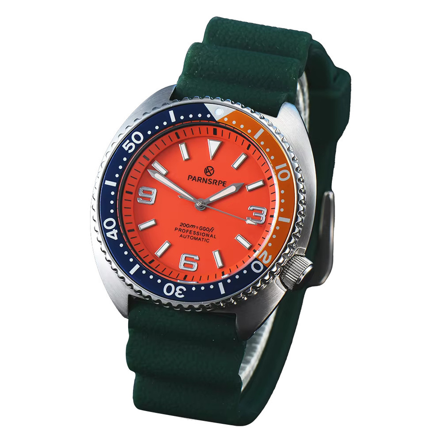 PARNSRPE Armbanduhr Automatik, orangefarbenes Zifferblatt, Saphirglas, 45 mm, Herren - Bild 2
