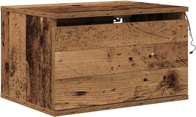 vidaXL Wandmontierter Nachtschrank aus Altholz in Braun mit integrierter Beleuchtung, B/T/H: 50 x 36 x 30 cm - Bild 1