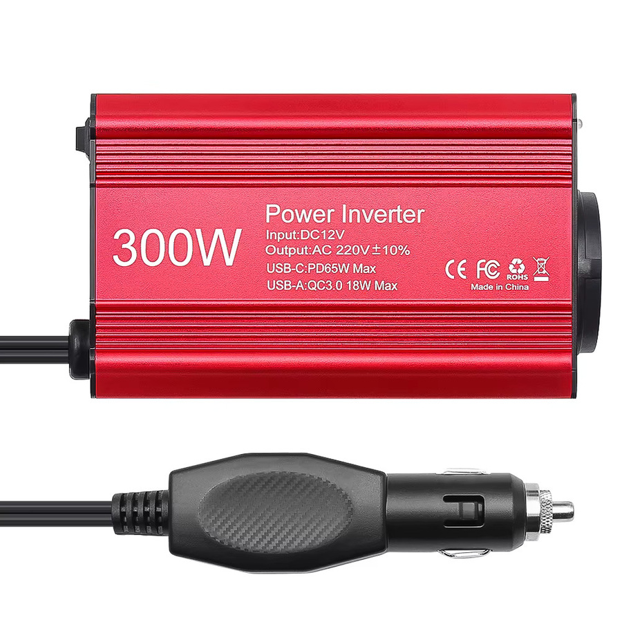 JFIND Auto Inverter Konverter DC 12V zu AC 220V mit PD 65W USB-C Schnellladefunktion, Rot - Bild 2