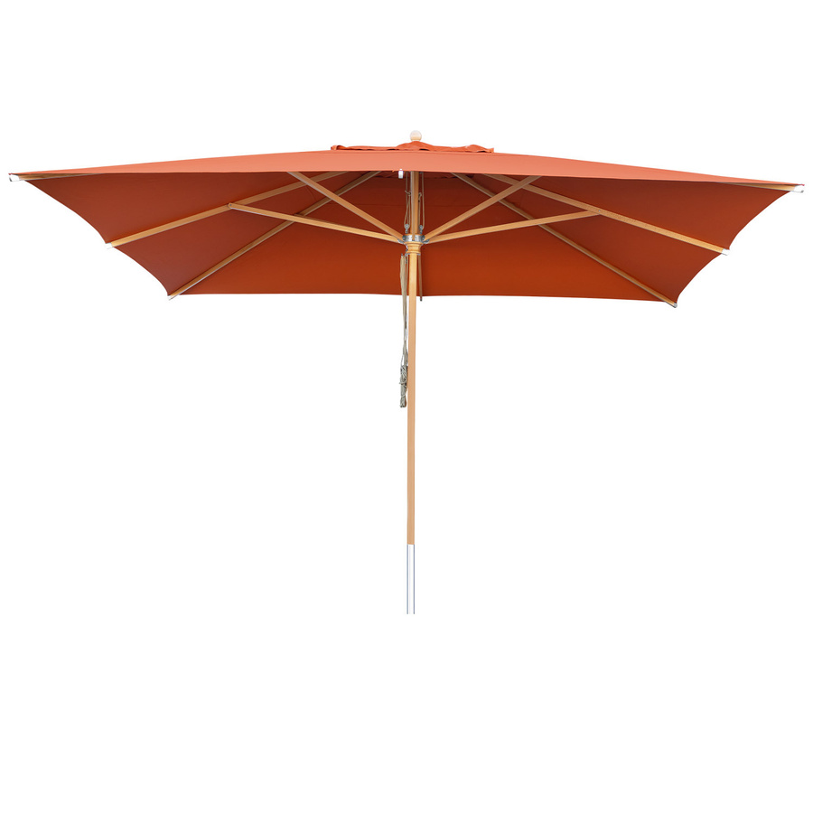 Sonnenschirm Anndora in Terracotta Rot mit Buche-Holzgestell und UV-Schutz aus Olefin-Stoff, B/T/H: 400 x 400 x 280 cm - Bild 1