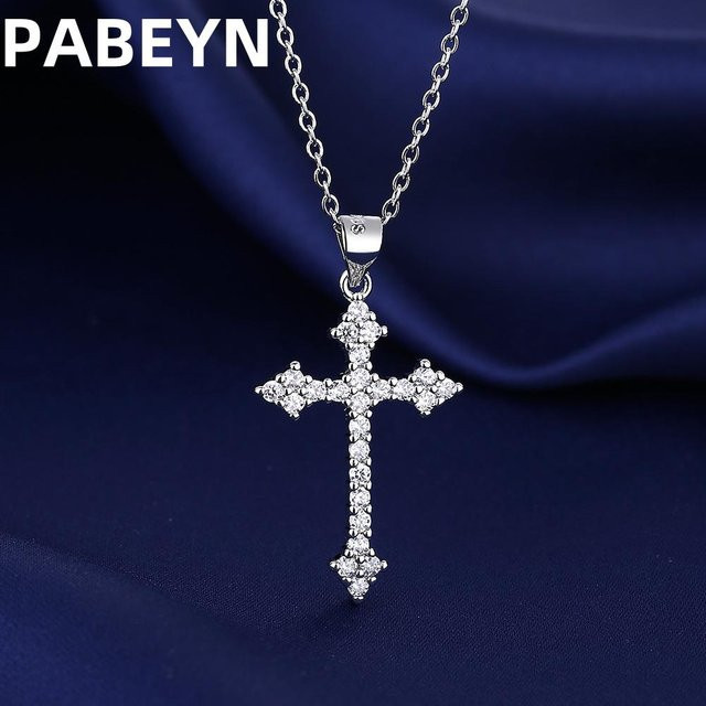PABEYN Halskette mit Kreuz Anhänger, 925 Silber, Zirkonia, Unisex - Bild 1