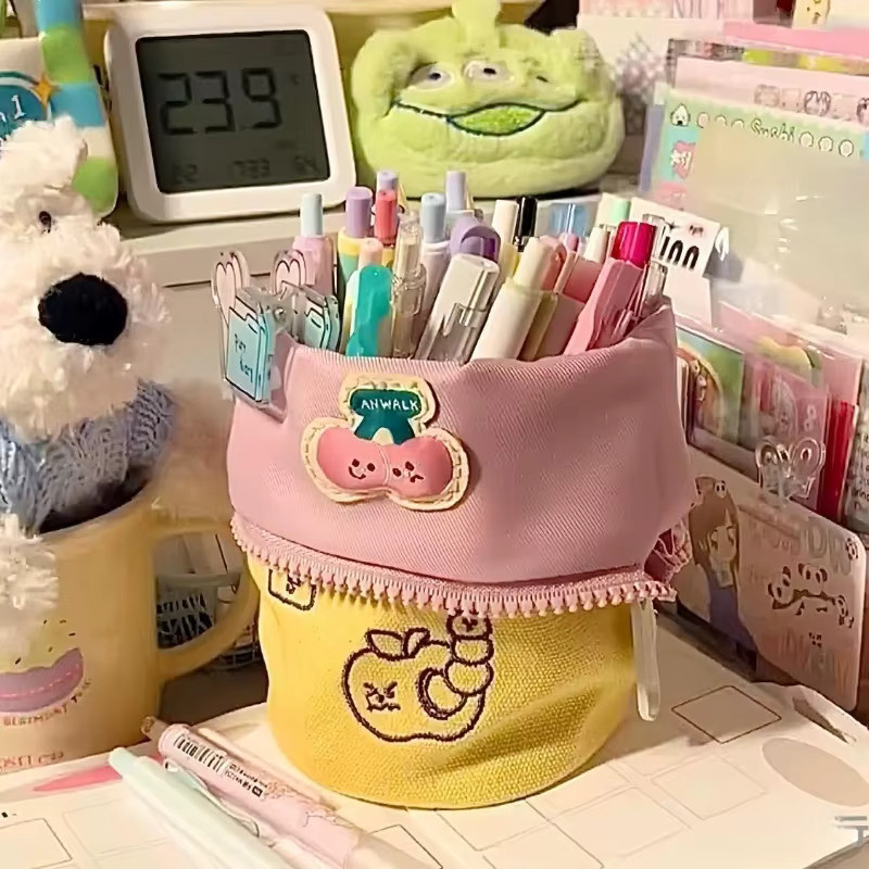 Minimalistische vertikale Flip-Federtasche mit großer Kapazität in Multicolour für Teenager und Schule - Bild 2