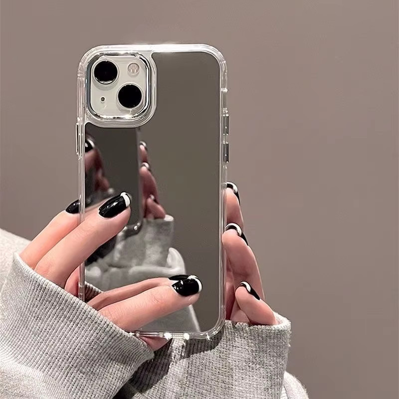 Transparente Selfie-Handyhülle mit HD-Make-up-Spiegel und stoßfestem Rahmen für alle iPhone-Modelle - Bild 3