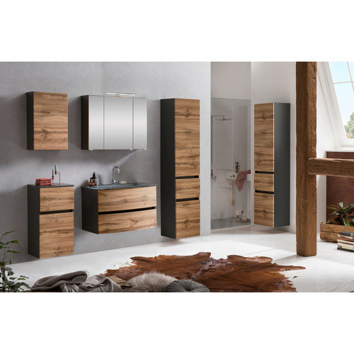 HELD MÖBEL Waschtisch-Set KOPENHAGEN in Braun und Grau, 6-teilig, modern mit LED-Beleuchtung und Soft-Close-Türen - Bild 2