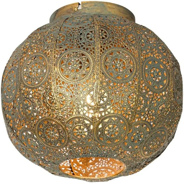 QAZQA Baloo Orientalische Deckenleuchte in Gold und Grün, Durchmesser: 28,5 cm - Bild 1
