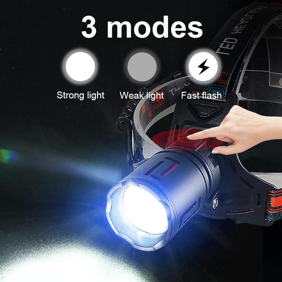 Pawell LED-Stirnlampe mit USB-Ladefunktion und COB-Licht, Schwarz - Bild 6