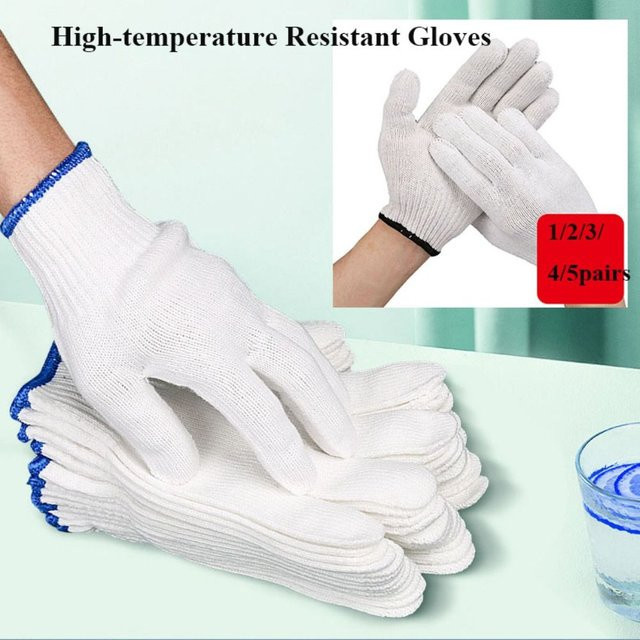 Hochtemperaturbeständige Ofenhandschuhe zum Stricken für BBQ und Küche, Farbe: Weiß - Bild 1
