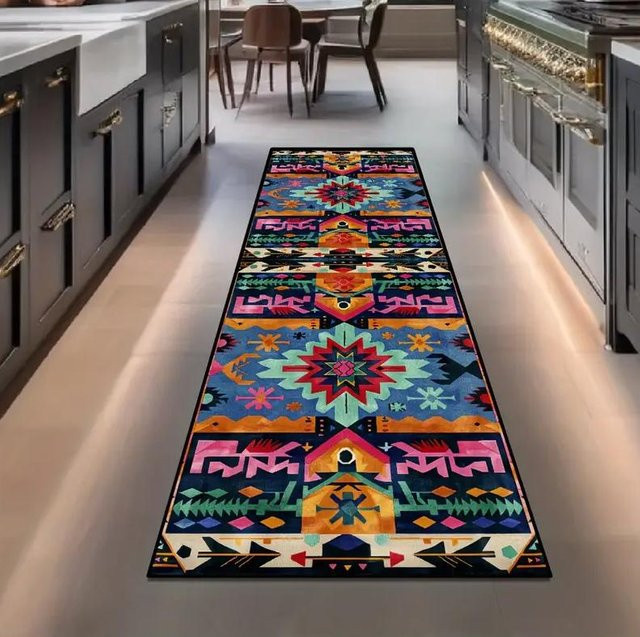 Lodestar Vintage Patchwork Läufer Teppich mit ethnischem geometrischem Muster in Multicolour, B/T: 50 x 150 cm - Bild 1