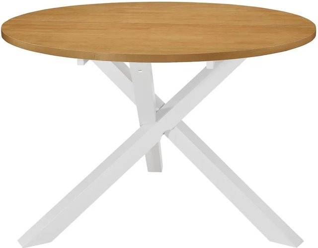 vidaXL Esstisch in Weiß und Braun aus MDF und Gummibaumholz, B/T: 120 x 75 cm - Bild 1