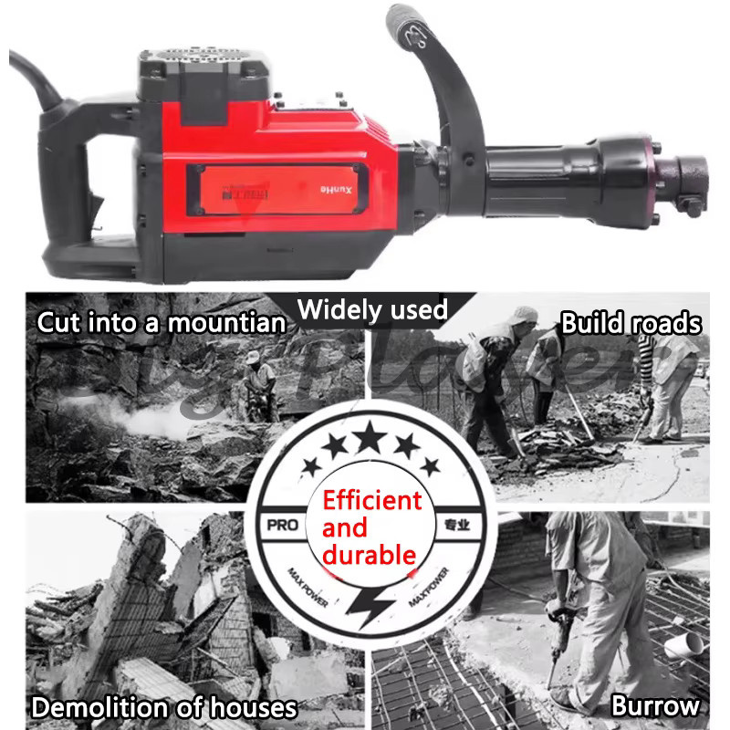 Professioneller elektrischer Abbruchhammer mit 4000W Leistung in Rot für schwere Betonbrecharbeiten - Bild 3