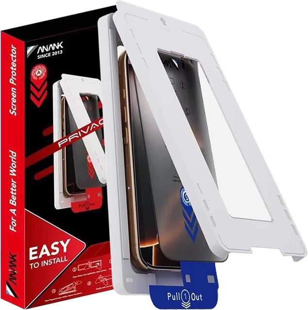 Anank Privacy-Schutzfolie für Apple iPhone 16 Pro Max, 2X verstärktes Sicherheitsglas mit Vollkleber und 2.5D Rundung, transparent - Bild 1