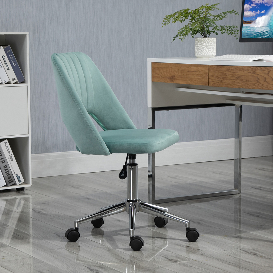 Vinsetto Schreibtischstuhl in Grün mit Samtoptik, höhenverstellbarer und drehbarer Bürostuhl ohne Armlehnen für Homeoffice und Schlafzimmer - Bild 2