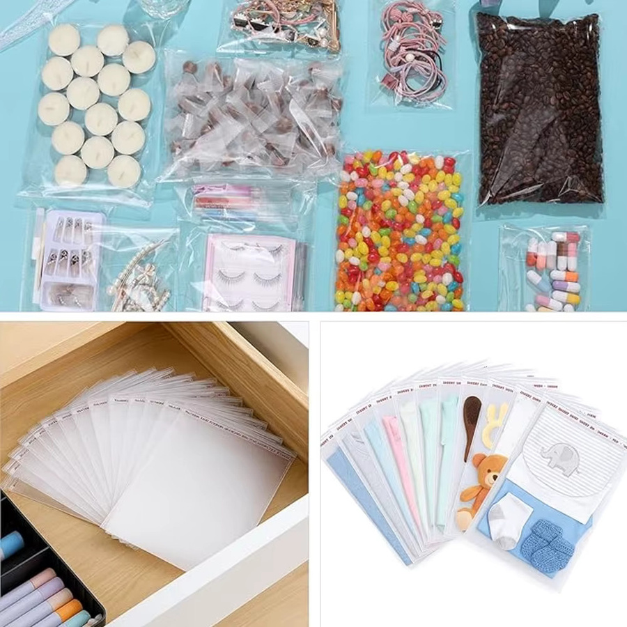 GUCEN Store Selbstklebende OPP Plastiktüten Transparent für Schmuck und Süßigkeiten 100-1000 Stück - Bild 1