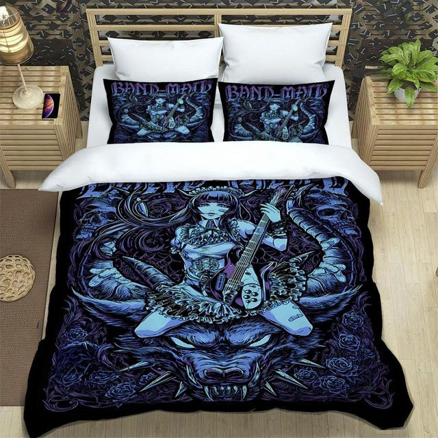 BABYMETAL Band Bettwäsche Set aus Mikrofaser mit 3D-Druck, Blau, B/H: 210 x 210 cm - Bild 1