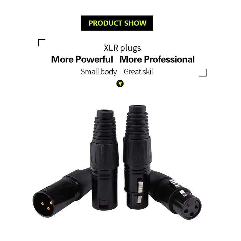 YYTCG 3-poliger XLR-Stecker und XLR-Buchse Set für Mikrofon-Snake-Kabel, Schwarz, 2 Stück - Bild 2