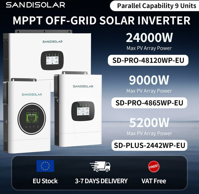 SANDISOLAR Off-Grid Hybrid Solar-Wechselrichter mit Smart Load Management und WiFi in Weiß - Bild 1