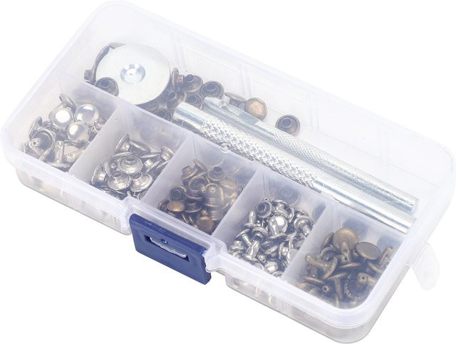 GoolRC Ledernieten-Set mit Doppelkappe aus Messing in Weiß und Silber, 120 Stück, Durchmesser: 8 mm - Bild 1