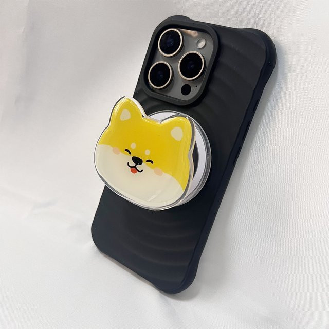Gelb-weißer Hunde Griptok Handyhalter für iPhone 17 Pro Max und 16 Pro Max - Bild 1