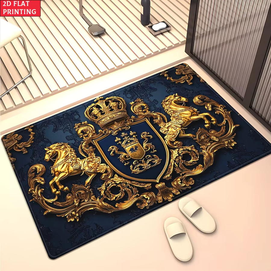 Royal Crest Teppich aus Samt-Flanell in Blau mit Ornament-Design für Wohnzimmer und Garten, B/T: 160 x 120 cm - Bild 5
