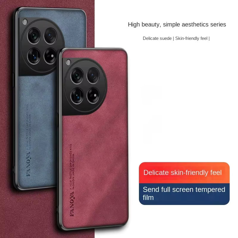 Luxus PU Leder Handyhülle für OnePlus 12 in Blau mit mattem Vollschutz Silikon Rückseite - Bild 2