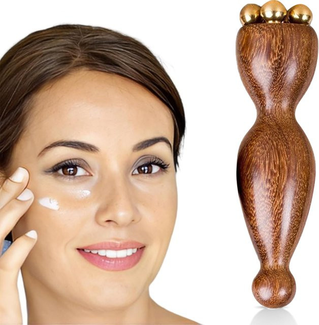 JWWMMJ Gua Sha Gesichtsmassage-Werkzeug aus Messing & Rosenholz, Unisex - Bild 1