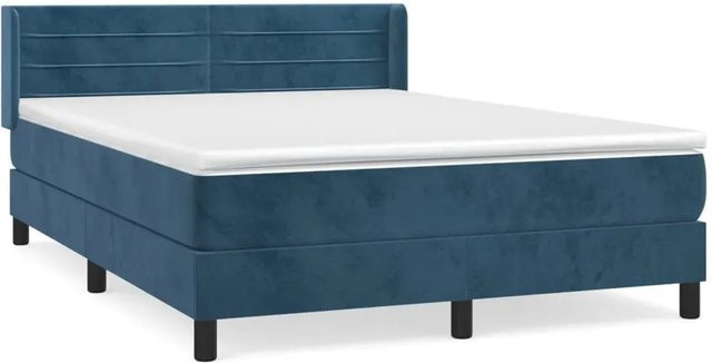 vidaXL Boxspringbett mit Matratze Dunkelblau Samt B/T: 140 x 200 cm - Bild 1
