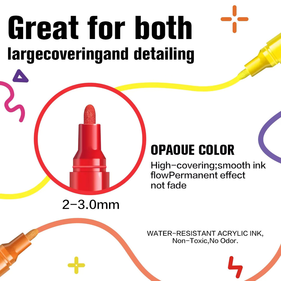 Kolorowys Acrylmarker Set in Multicolour mit 2 mm bis 3 mm Spitze für Steine, Keramik, Glas, Holz und Stoff - Bild 3