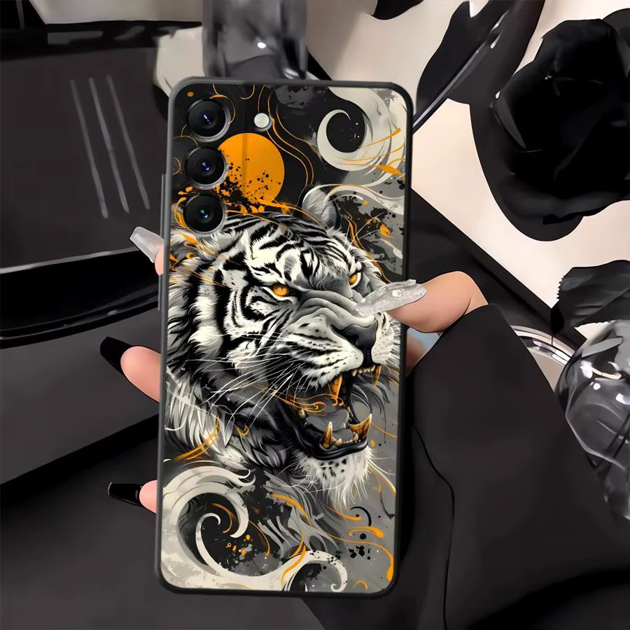 Weiche Handyhülle mit Tiger-Design in Silber und Schwarz für Samsung Galaxy A-Serie (A15, A16, A17, A23, A24, A25, A26, A32, A34, A35, A36, A52, A53, A54, A55, A56) - Bild 4
