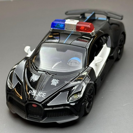 MAKEDA Bugatti Polizeiauto, Modell, 1:32, mit Licht und Sound, Metall