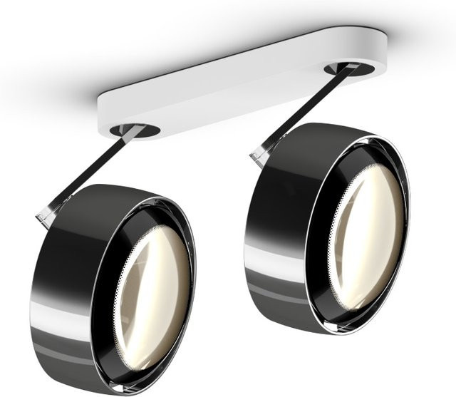 Occhio Più alto 3d doppio VOLT LED-Deckenstrahler in Chrom mit weißer Aufbaudose und schwarzer Linse, warmweiß 2700K - Bild 1