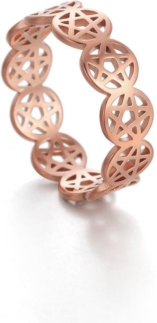 Ring Pentagramm Sechseck, Edelstahl, Roségold, Damen - Bild 1