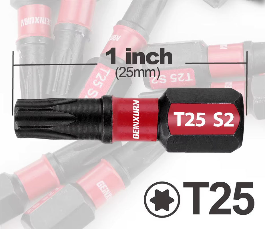 GEINXURN Torx T25 Bits Set aus S2-Stahl, magnetische Impact Tough Schraubendreher-Bits, 1 Zoll - Bild 2