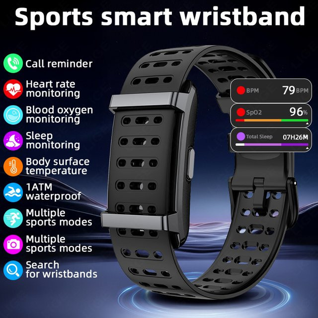 LIGE Smartwatch, Schwarz, Silikon, 1 ATM, Herren - Bild 1