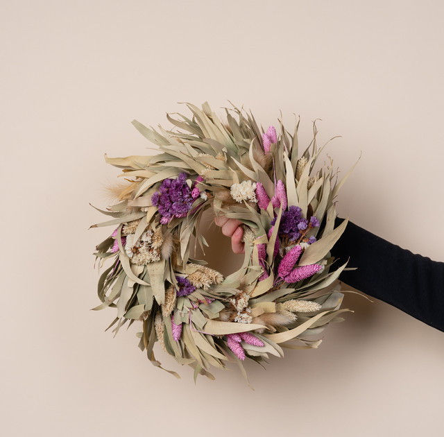 Trockenblumenkranz Green Living mit Eukalyptus in Pink und Purple, Durchmesser: 25 cm - Bild 1