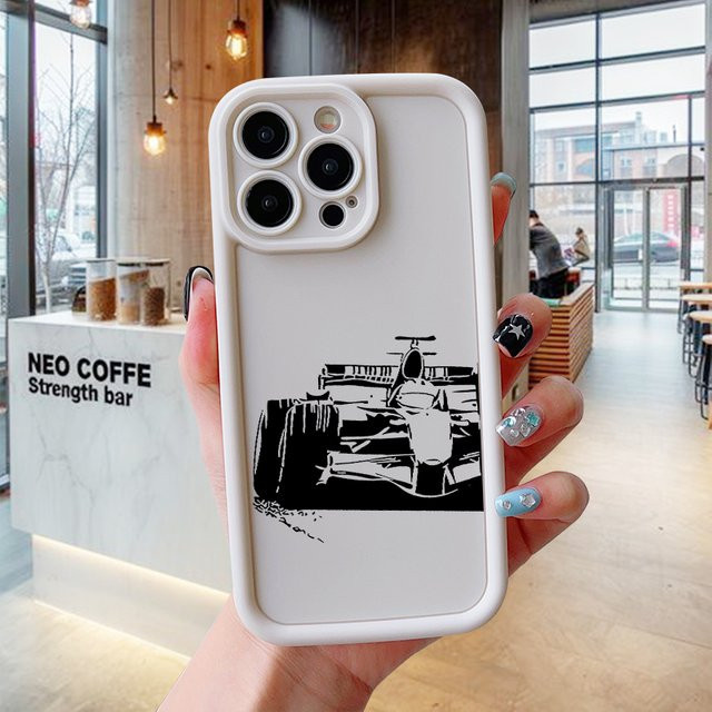 Formula Racing Silikon Handyhülle Anti-Fall Rückseite TY-S742P1 für iPhone 17 AIR 16 15 14 13 12 11 Pro Max Xs X XR in Schwarz oder Weiß - Bild 1