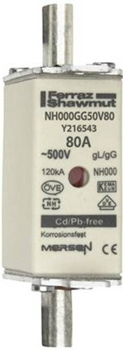 Mersen NH-Sicherungseinsatz SF Größe 000 gG 80A 500V Weiß - Bild 1
