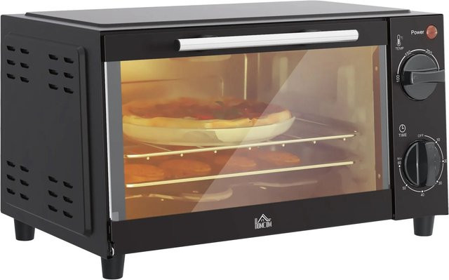 HOMCOM Minibackofen aus Edelstahl und Metall in Schwarz und Silber, 35 Liter, B: 24,6 cm, H: 20 cm - Bild 1