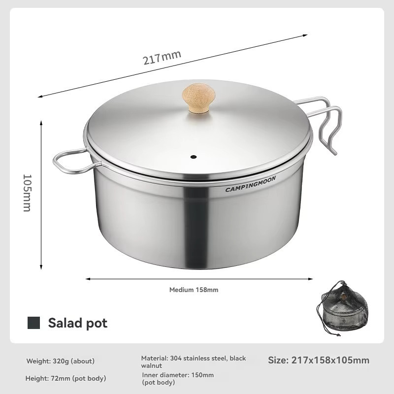 CAMPINGMOON Shera Pot S371 Steamer Pot aus Edelstahl für Camping zum Kochen und Dampfgaren, Farbe: Silber - Bild 2