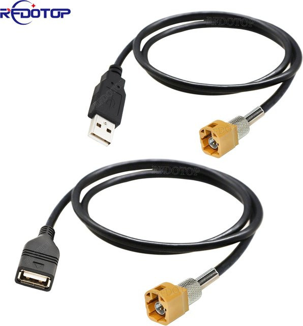 RFDOTOP HSD auf USB-C Adapter Kabel, 4-poliger HSD-Code-K-Stecker auf USB-C, gerader Stecker für Auto-Kopfeinheit und Steuerbildschirm, Schwarz - Bild 1