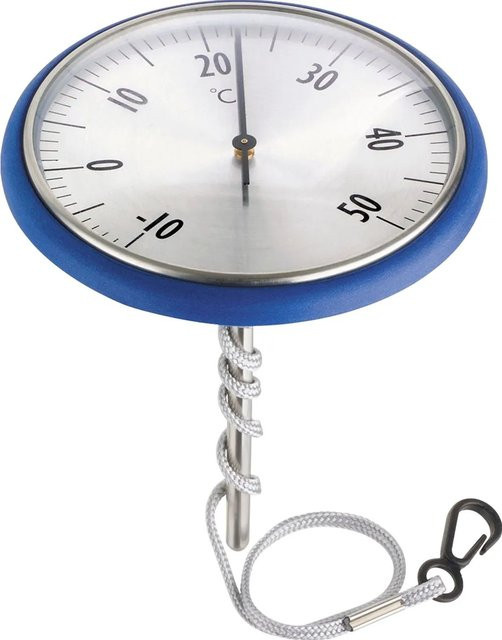 Summer Fun Schwimmthermometer aus Edelstahl in Silber zur Messung der Wassertemperatur - Bild 1