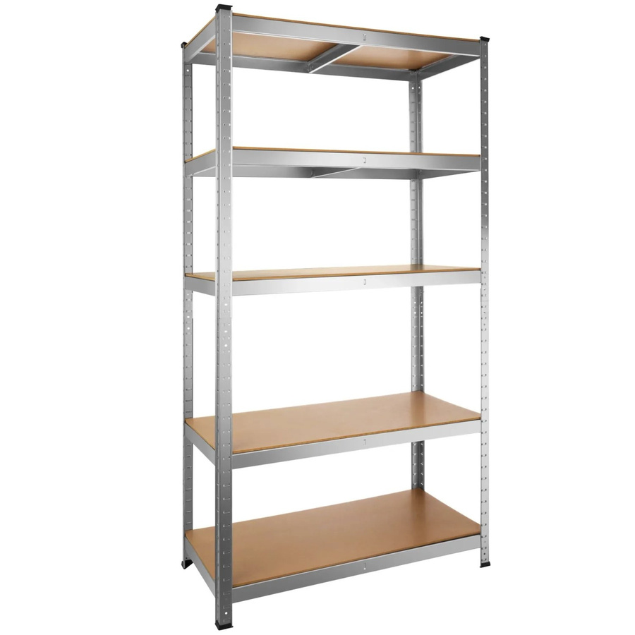 tectake Schwerlastregal mit verzinktem Stahlgestell und höhenverstellbaren MDF-Böden, Silber, H x B x T: 180 x 90 x 45 cm - Bild 2