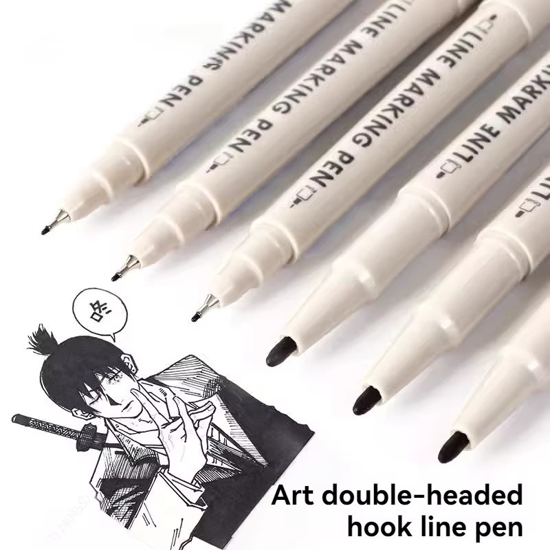 Languo Doppelspitzen-Linienmarkierungsstifte für Manga und Skizzen, Mehrfarbig, 6 oder 12 Stück - Bild 5