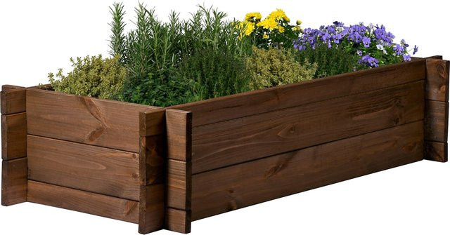 Dobar Steck-Hochbeet aus Massivholz Kiefer in Dunkelbraun B/T/H: 117 x 58,5 x 27,5 cm - Bild 3