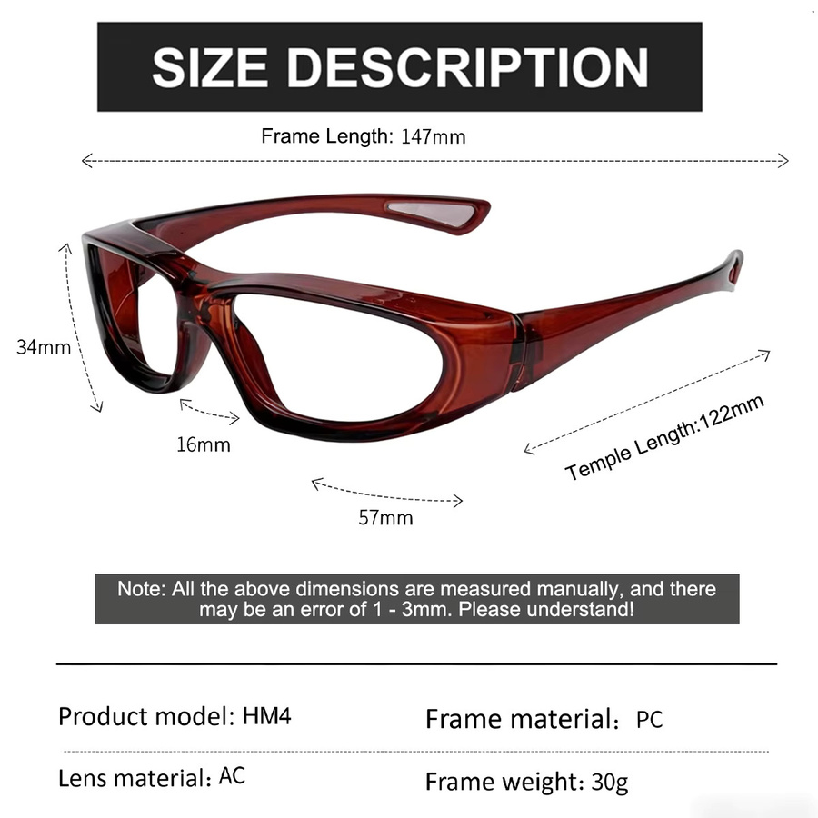 VOPHA Anti-Sand-Windschutzbrille HM4 mit klarem Glas und braunem Gestell für Outdoor-Sport und Arbeit - Bild 4
