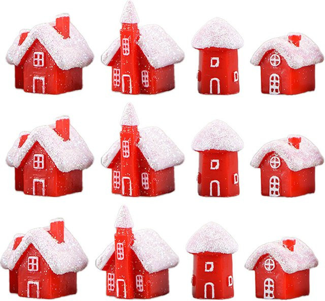 CYZIWEIN Weihnachts-Mini-Haus Ornamente in Rot für die Tischdekoration zur Weihnachtszeit und zum Neujahr - Bild 1